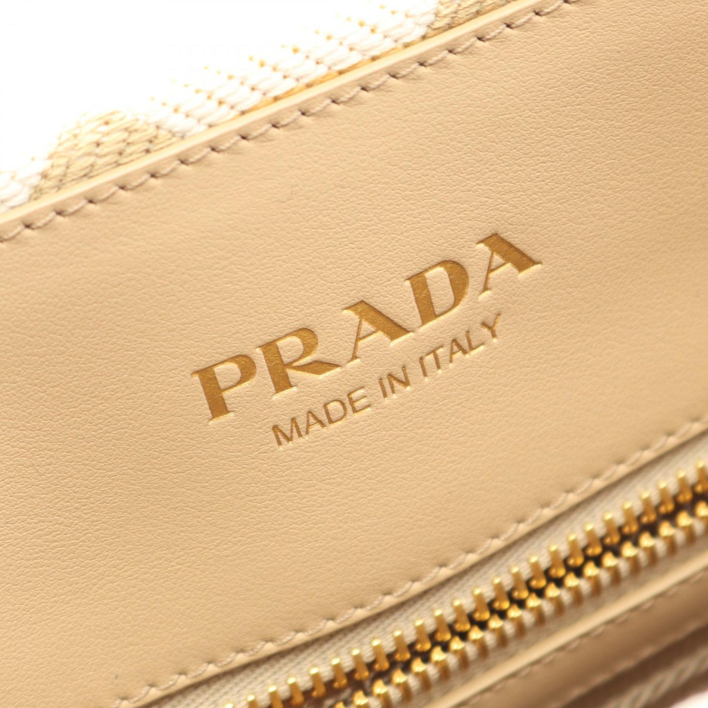 TRIANGOLO JACQUARD シンボル エンブロイダリー ハンドバッグ トートバッグ キャンバス ベージュ ホワイト プラダ バッグ PRADA