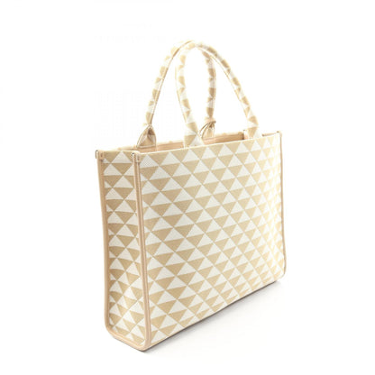 TRIANGOLO JACQUARD シンボル エンブロイダリー ハンドバッグ トートバッグ キャンバス ベージュ ホワイト プラダ バッグ PRADA