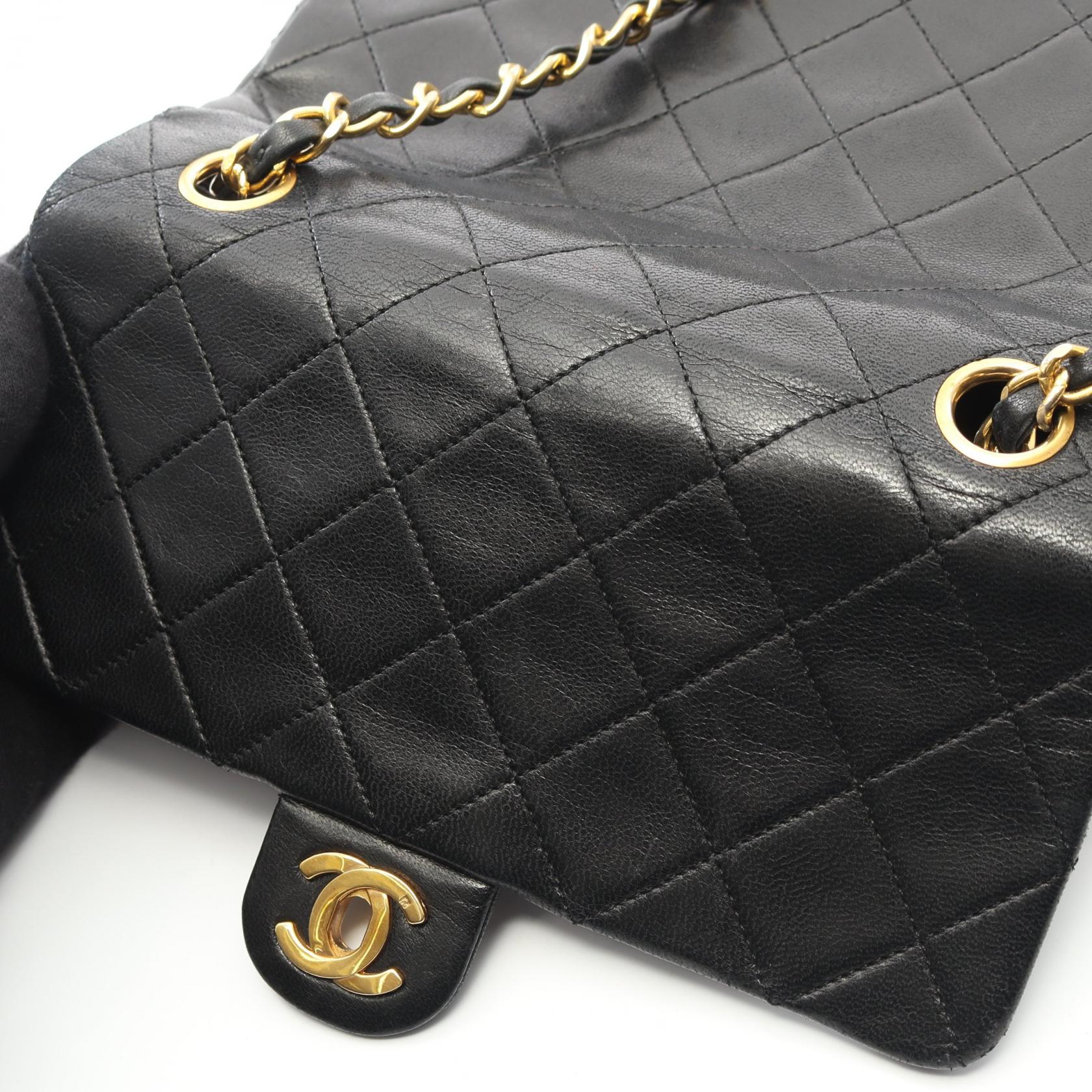 ミニマトラッセ20 チェーンショルダーバッグ ラムスキン ブラック ゴールド金具 ヴィンテージ シャネル バッグ CHANEL