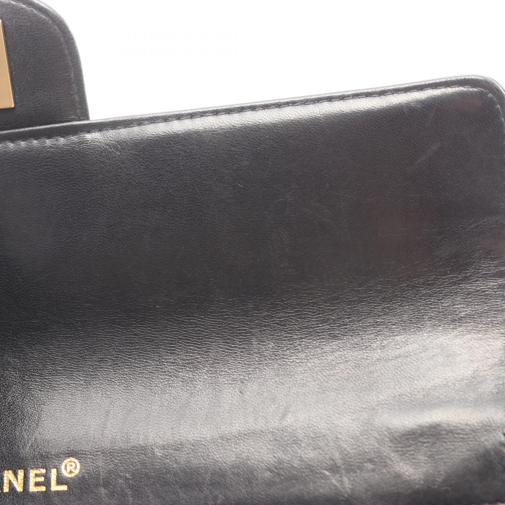 チョコバー チェーンショルダーバッグ ラムスキン ブラック ゴールド金具 シャネル バッグ CHANEL