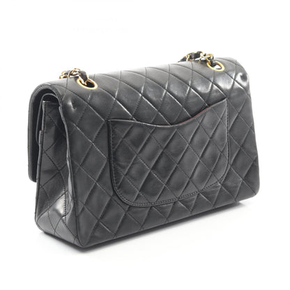 マトラッセ Wフラップ Wチェーンショルダーバッグ ラムスキン ブラック ゴールド金具 ヴィンテージ シャネル バッグ CHANEL