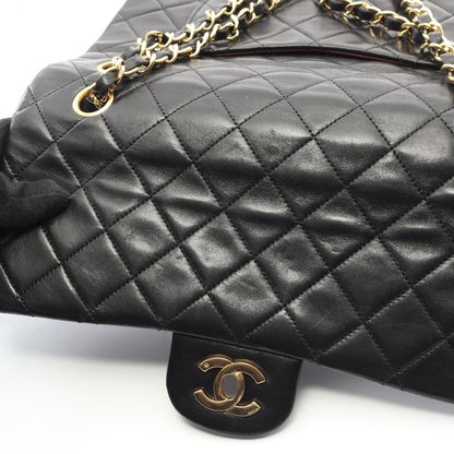 マトラッセ Wフラップ Wチェーンショルダーバッグ ラムスキン ブラック ゴールド金具 ヴィンテージ シャネル バッグ CHANEL
