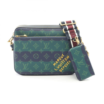 トリオ メッセンジャー モノグラムヘリテージ ショルダーバッグ PVC レザー ネイビー グリーン ルイヴィトン バッグ LOUIS VUITTON