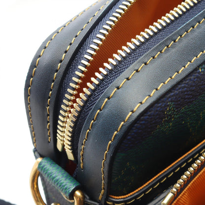 トリオ メッセンジャー モノグラムヘリテージ ショルダーバッグ PVC レザー ネイビー グリーン ルイヴィトン バッグ LOUIS VUITTON