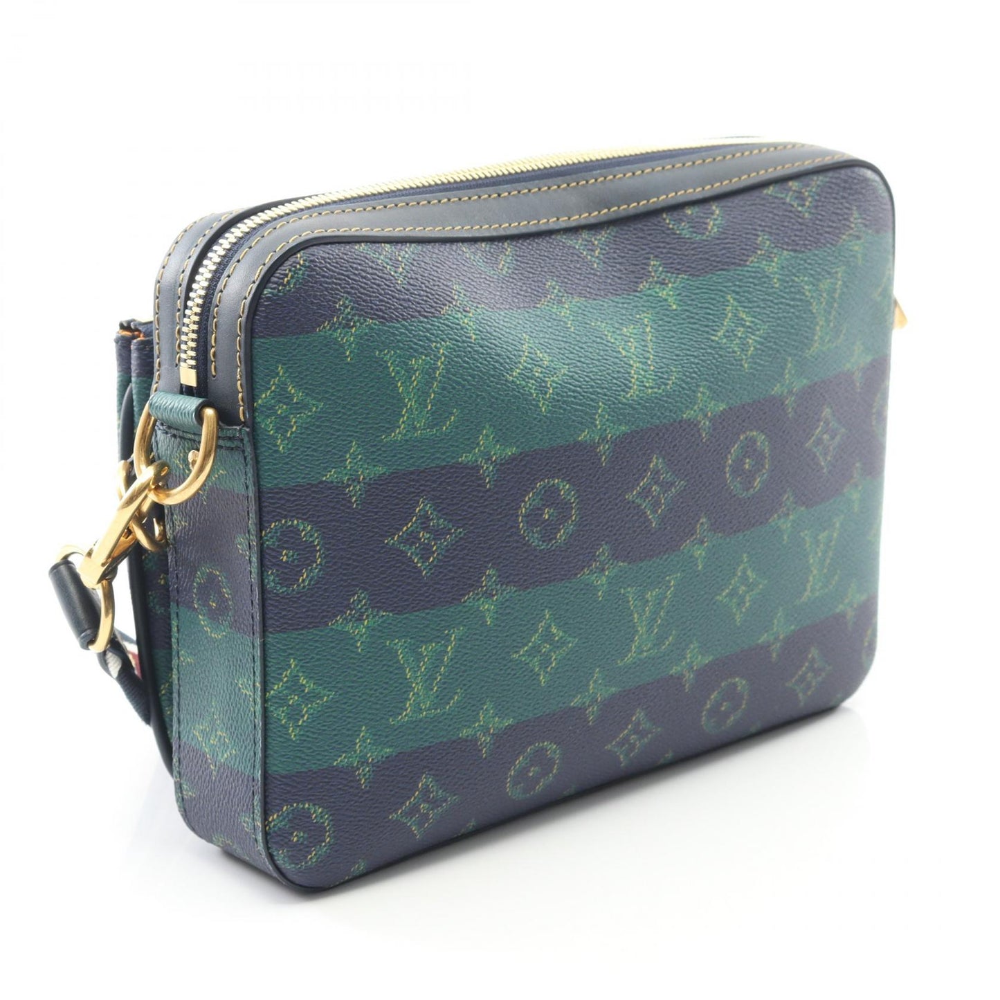 トリオ メッセンジャー モノグラムヘリテージ ショルダーバッグ PVC レザー ネイビー グリーン ルイヴィトン バッグ LOUIS VUITTON