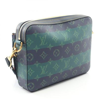 トリオ メッセンジャー モノグラムヘリテージ ショルダーバッグ PVC レザー ネイビー グリーン ルイヴィトン バッグ LOUIS VUITTON