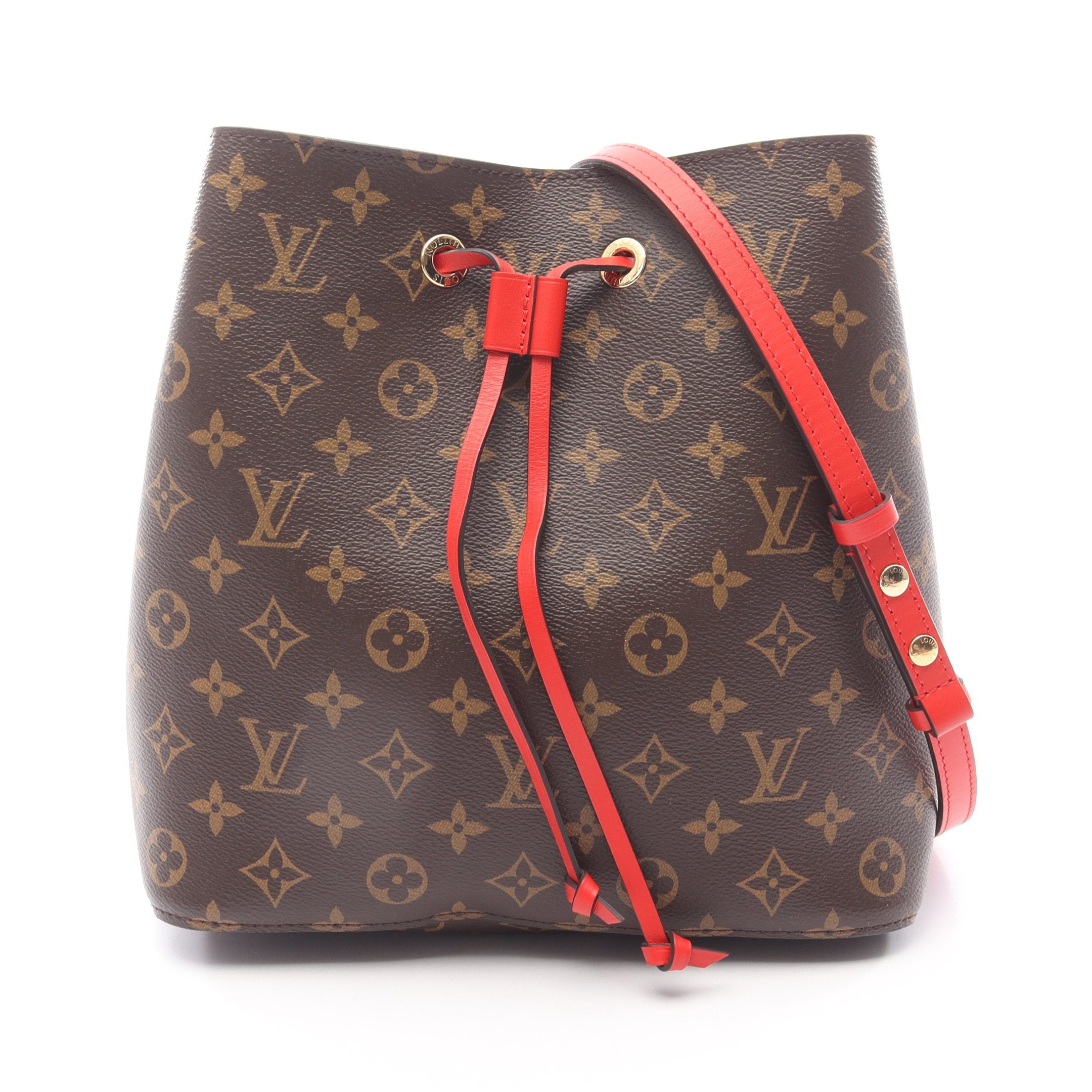 希少 ルイヴィトン ネオノエ コクリコ 巾着 ショルダーバッグ モノグラム 赤 LOUIS VUITTON - 希少 ルイヴィトン ネオノエ コクリコ 巾着