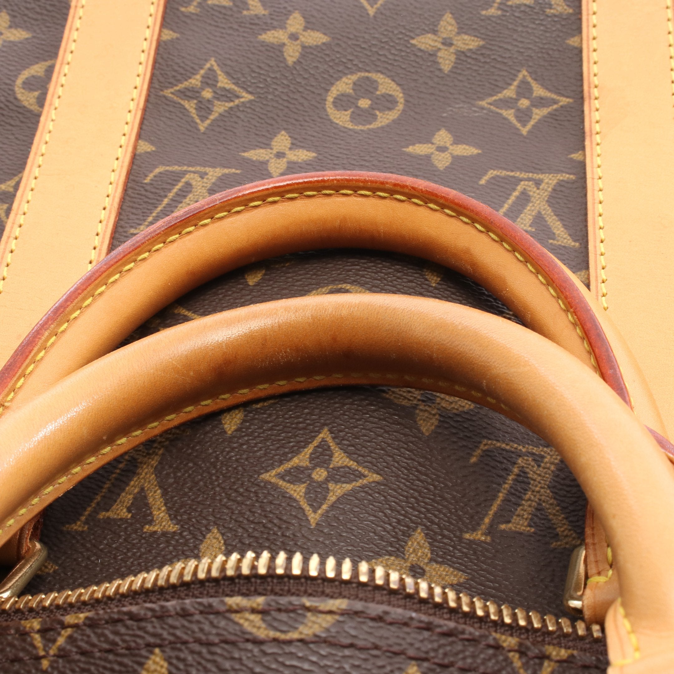 キーポル50 モノグラム ボストンバッグ PVC レザー ブラウン ルイ