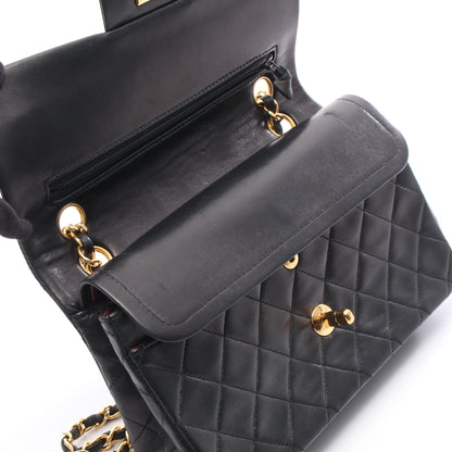 マトラッセ Wフラップ Wチェーンショルダーバッグ ラムスキン ブラック ゴールド金具 シャネル バッグ CHANEL