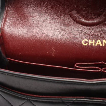 マトラッセ Wフラップ Wチェーンショルダーバッグ ラムスキン ブラック ゴールド金具 シャネル バッグ CHANEL