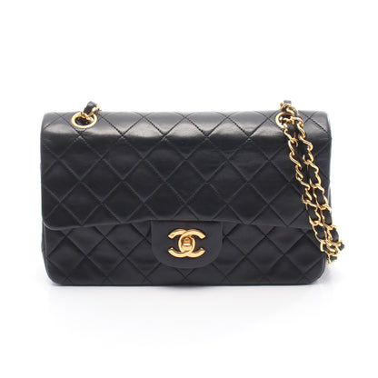 マトラッセ Wフラップ Wチェーンショルダーバッグ ラムスキン ブラック ゴールド金具 シャネル バッグ CHANEL