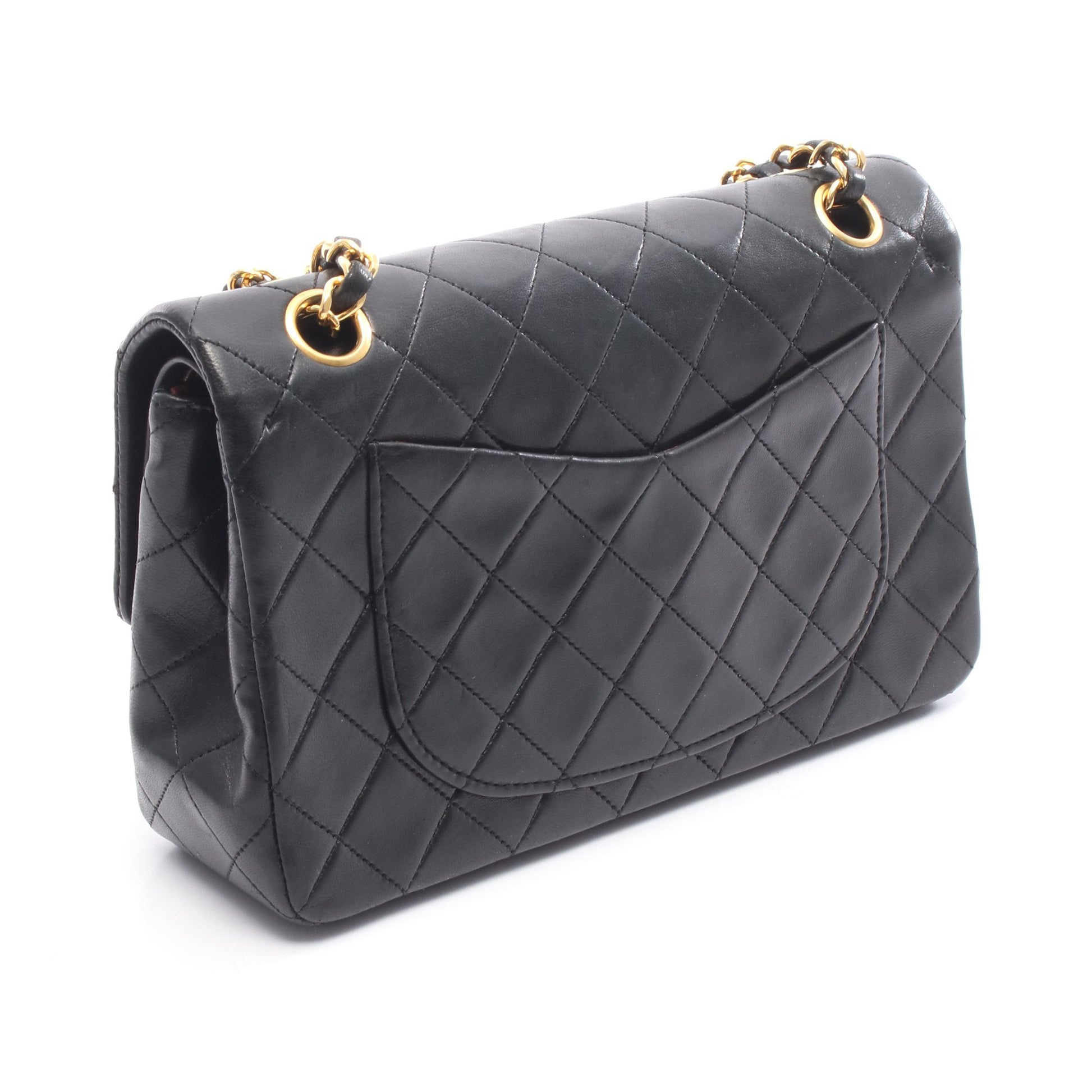 マトラッセ Wフラップ Wチェーンショルダーバッグ ラムスキン ブラック ゴールド金具 シャネル バッグ CHANEL
