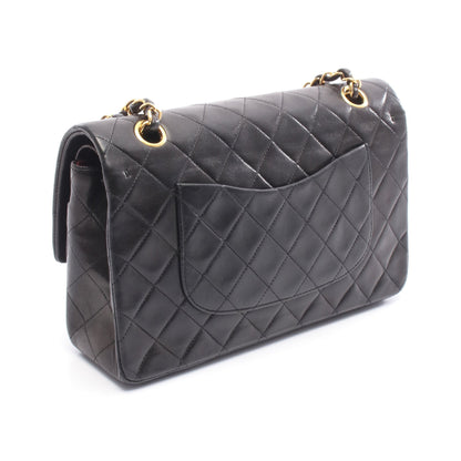 マトラッセ Wフラップ Wチェーンショルダーバッグ ラムスキン ブラック ゴールド金具 シャネル バッグ CHANEL