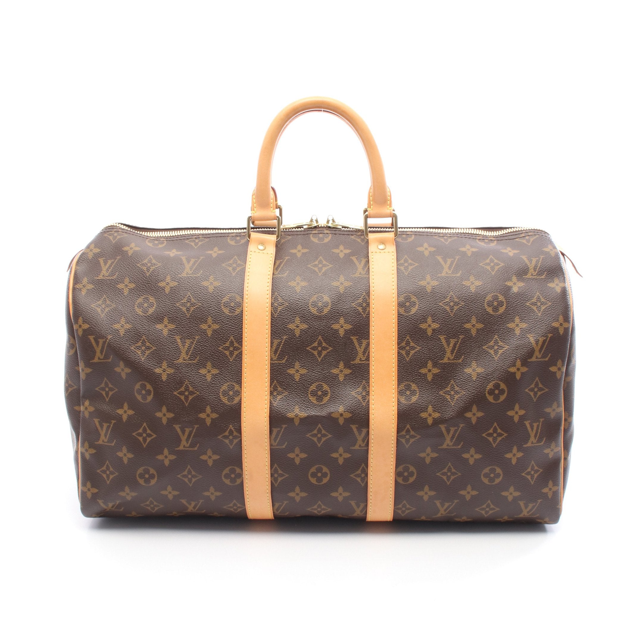 【鑑定済】訳あり ルイヴィトン モノグラム ボストンバッグ キーポル 45 キーポル45 モノグラム ボストンバッグ PVC レザー ブラウン ルイ