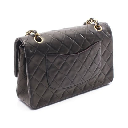 マトラッセ Wフラップ Wチェーンショルダーバッグ ラムスキン ブラック ゴールド金具 シャネル バッグ CHANEL