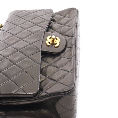マトラッセ Wフラップ Wチェーンショルダーバッグ ラムスキン ブラック ゴールド金具 シャネル バッグ CHANEL