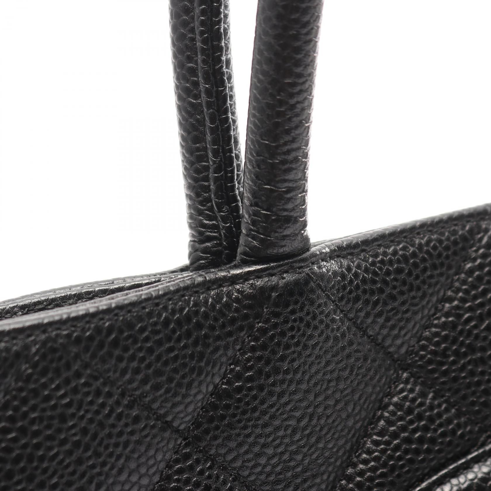 復刻トート ハンドバッグ トートバッグ キャビアスキン ブラック シルバー金具 シャネル バッグ CHANEL