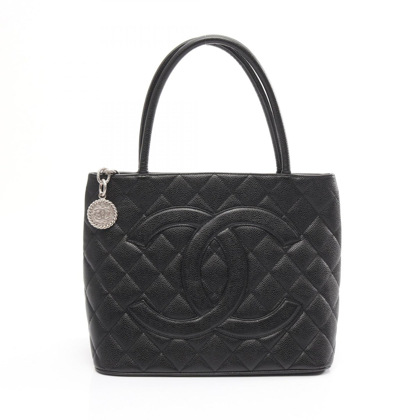 復刻トート ハンドバッグ トートバッグ キャビアスキン ブラック シルバー金具 シャネル バッグ CHANEL