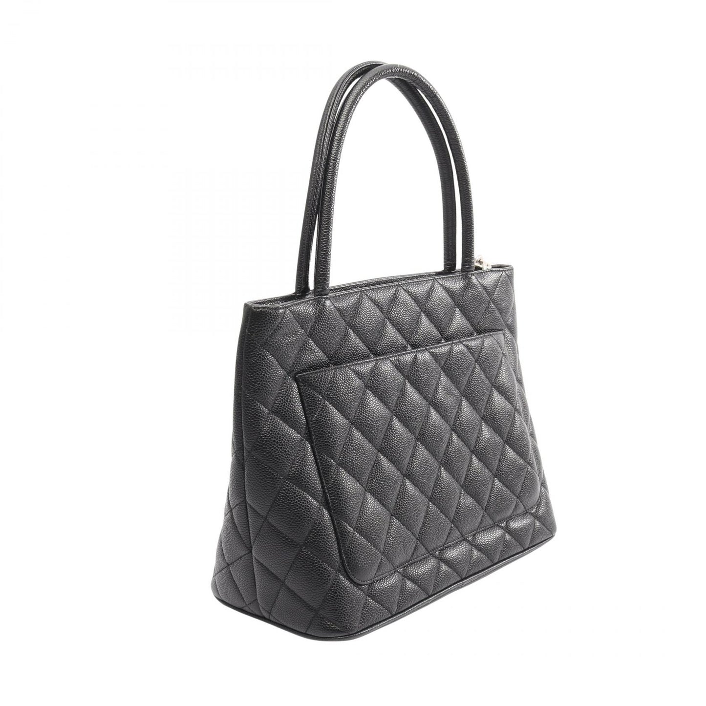 復刻トート ハンドバッグ トートバッグ キャビアスキン ブラック シルバー金具 シャネル バッグ CHANEL