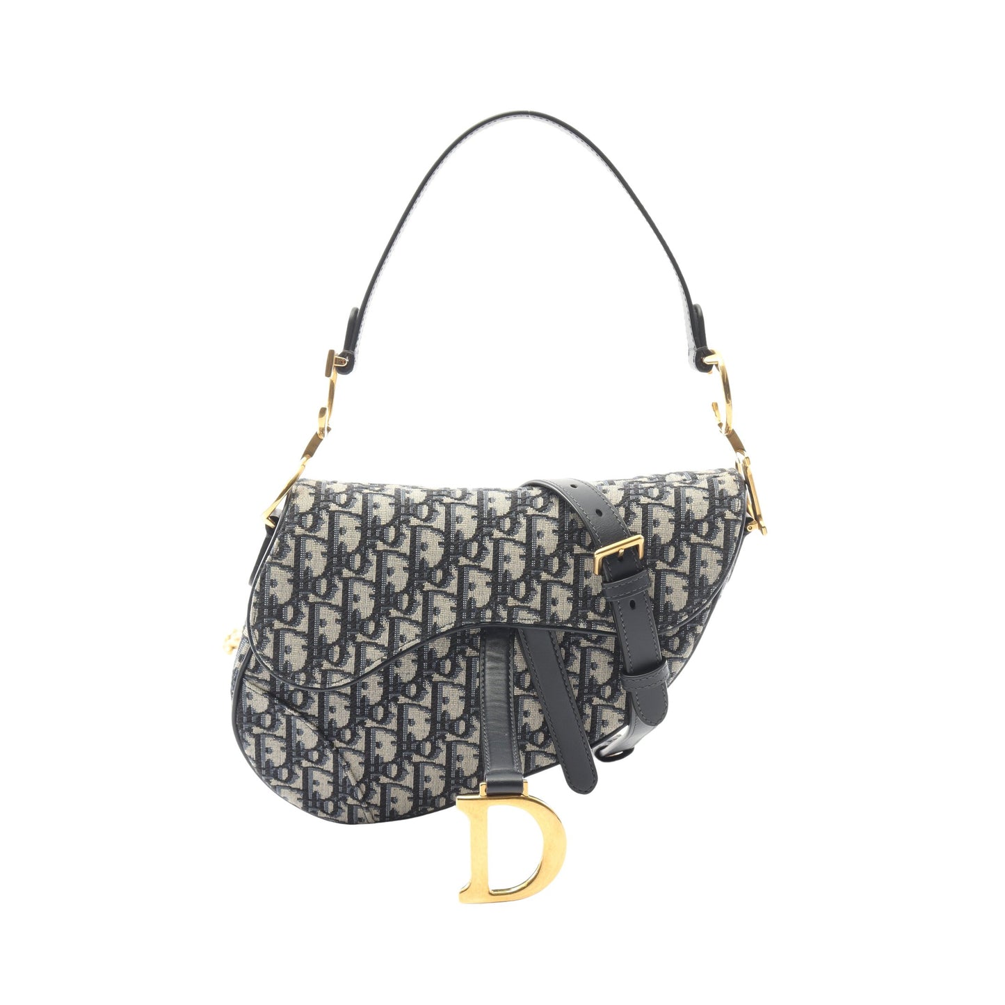 サドルバッグ オブリークジャカード ハンドバッグ キャンバス レザー ネイビー アイボリー 2WAY クリスチャンディオール バッグ Christian Dior