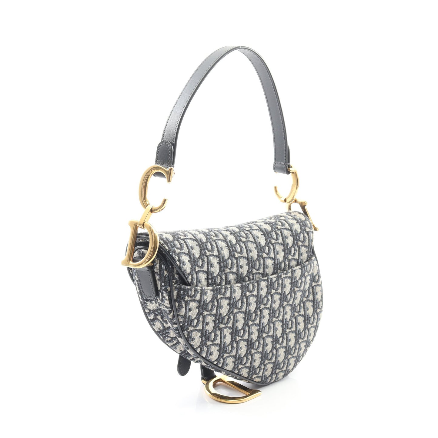 サドルバッグ オブリークジャカード ハンドバッグ キャンバス レザー ネイビー アイボリー 2WAY クリスチャンディオール バッグ Christian Dior