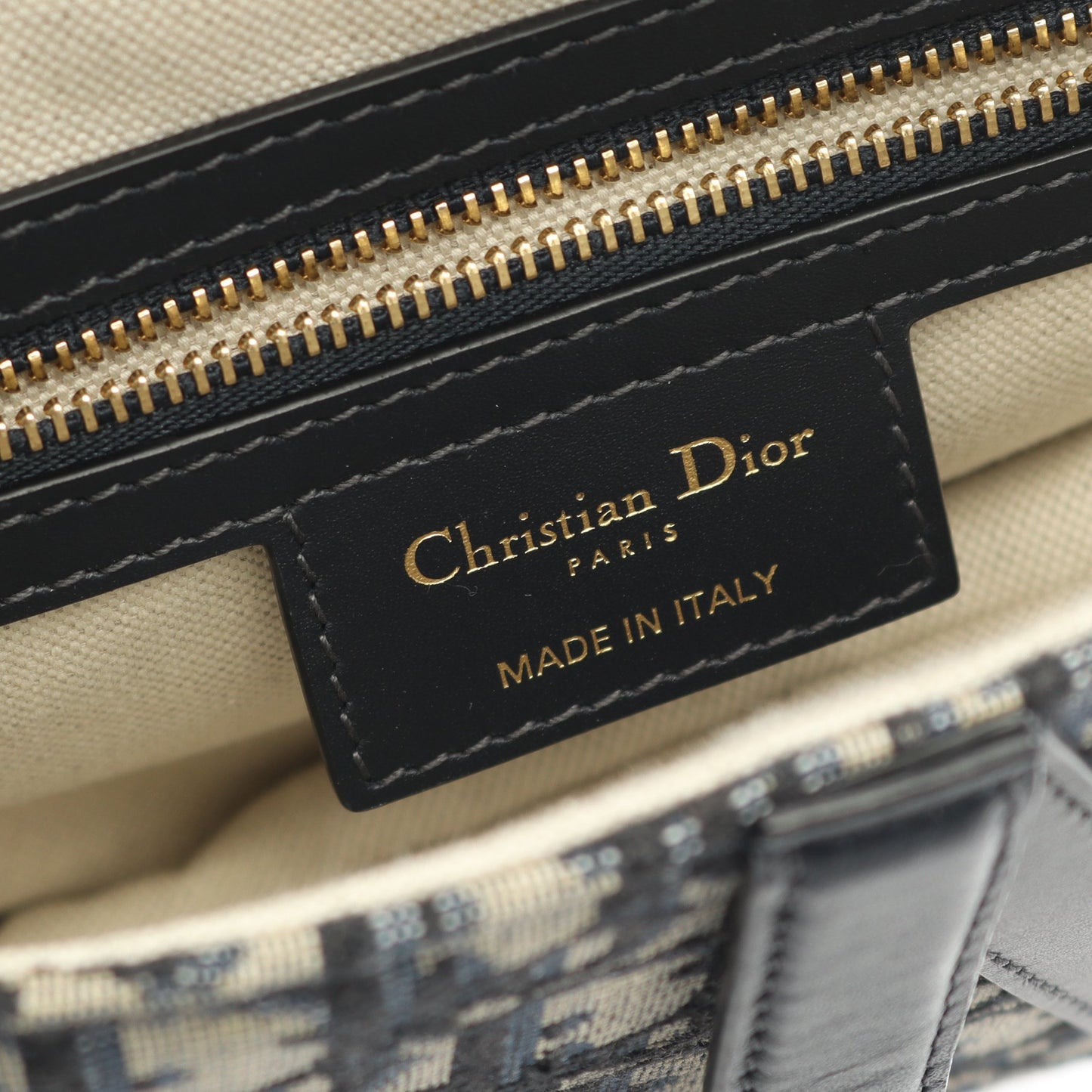 サドルバッグ オブリークジャカード ハンドバッグ キャンバス レザー ネイビー アイボリー 2WAY クリスチャンディオール バッグ Christian Dior
