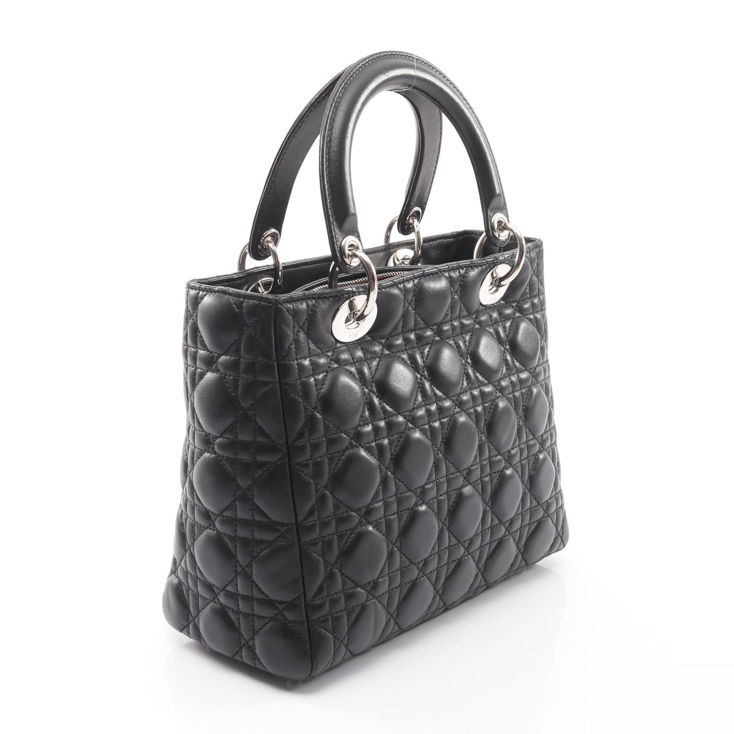 LADY DIOR レディディオール カナージュ ハンドバッグ レザー ブラック 2WAY クリスチャンディオール バッグ Christian Dior