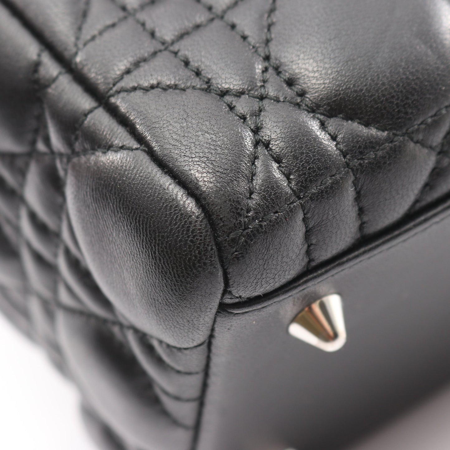 LADY DIOR レディディオール カナージュ ハンドバッグ レザー ブラック 2WAY クリスチャンディオール バッグ Christian Dior