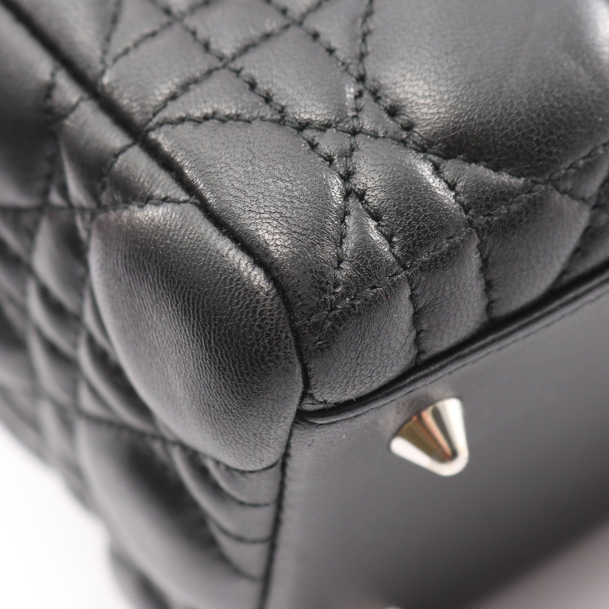 LADY DIOR レディディオール カナージュ ハンドバッグ レザー ブラック 2WAY クリスチャンディオール バッグ Christian Dior