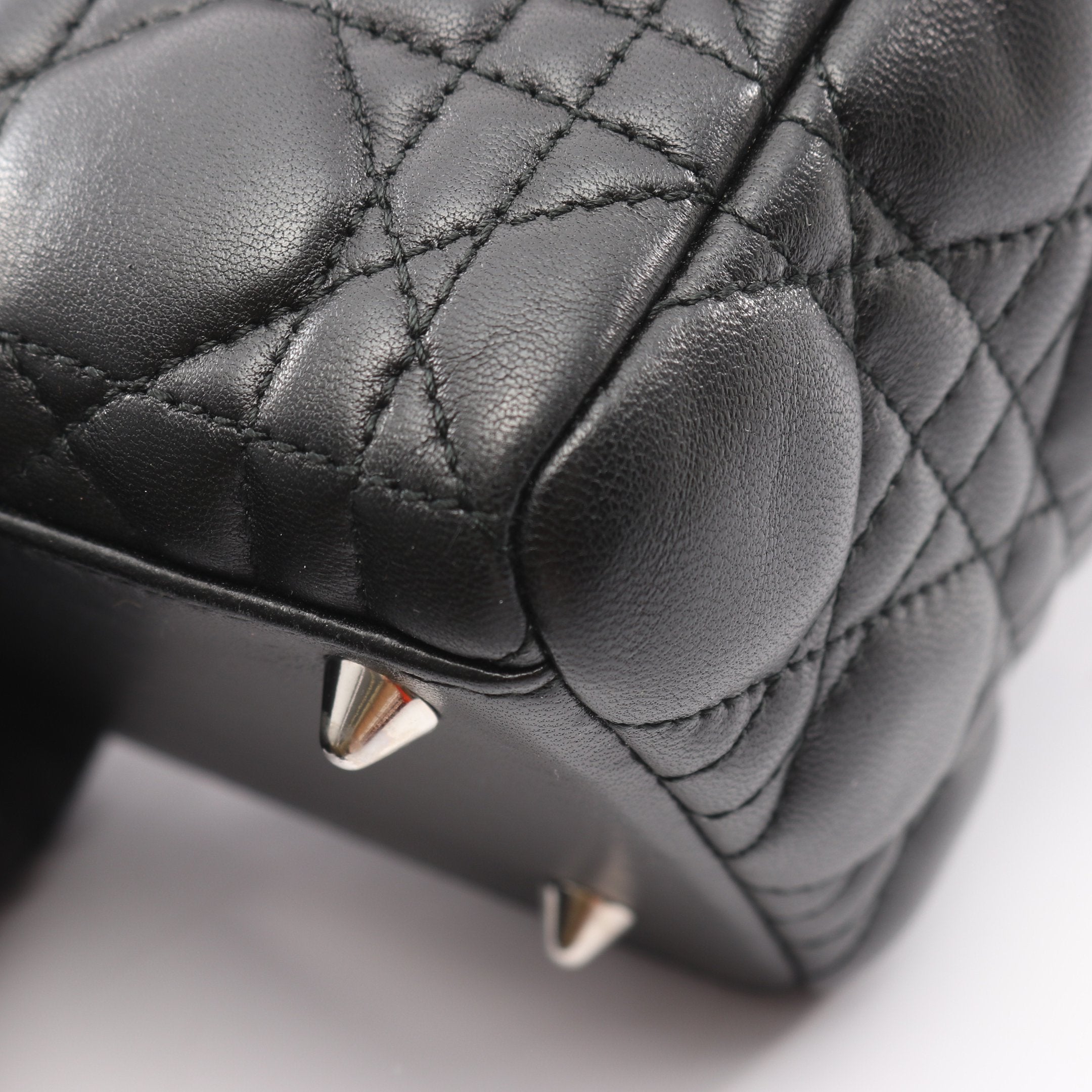 LADY DIOR レディディオール カナージュ ハンドバッグ レザー ブラック