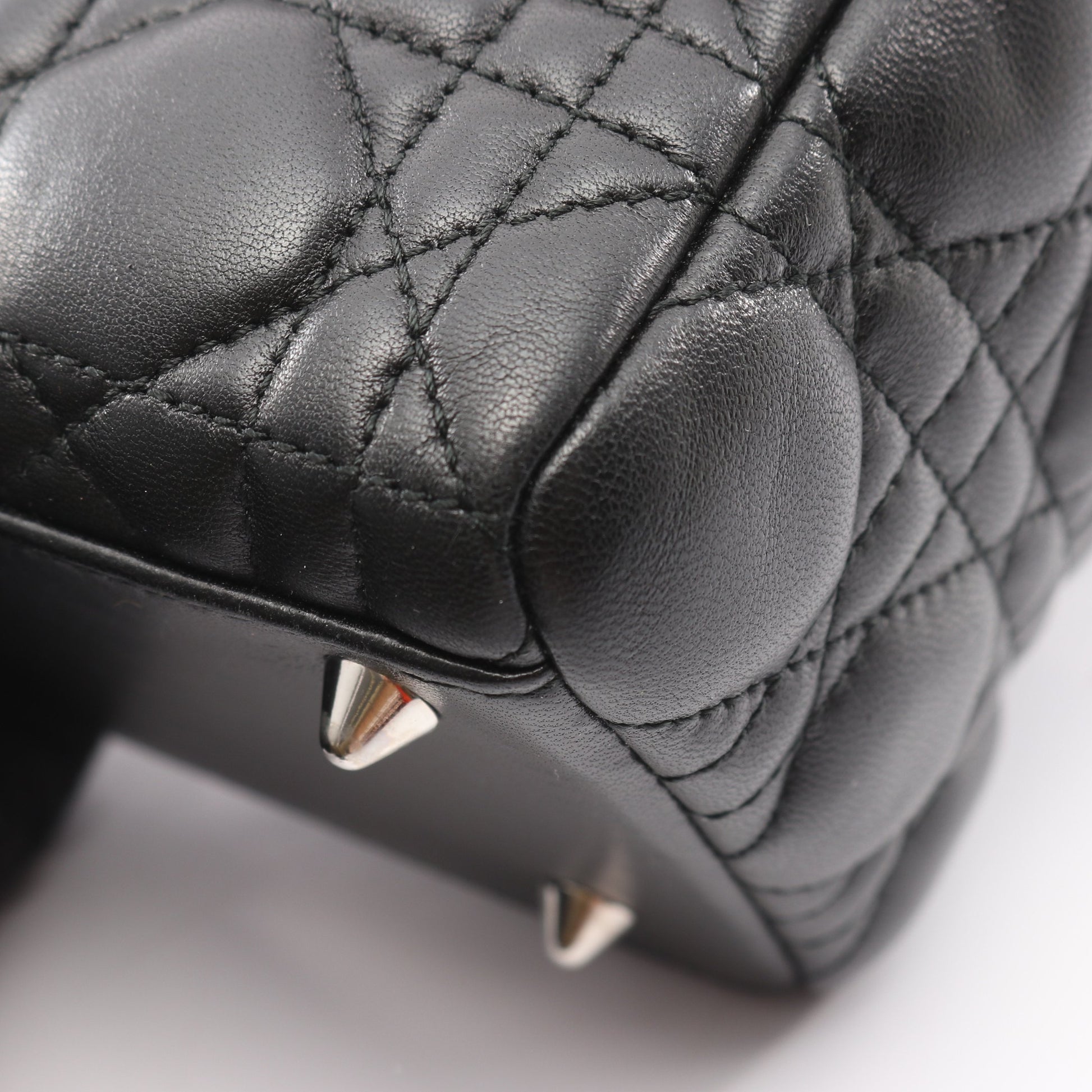 LADY DIOR レディディオール カナージュ ハンドバッグ レザー ブラック 2WAY クリスチャンディオール バッグ Christian Dior