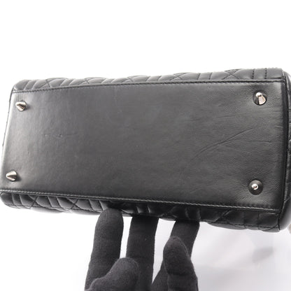 LADY DIOR レディディオール カナージュ ハンドバッグ レザー ブラック 2WAY クリスチャンディオール バッグ Christian Dior