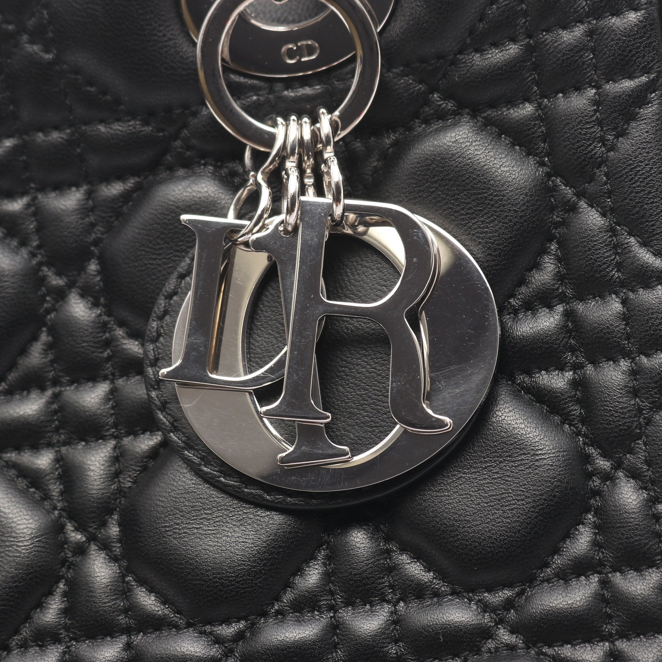 LADY DIOR レディディオール カナージュ ハンドバッグ レザー ブラック