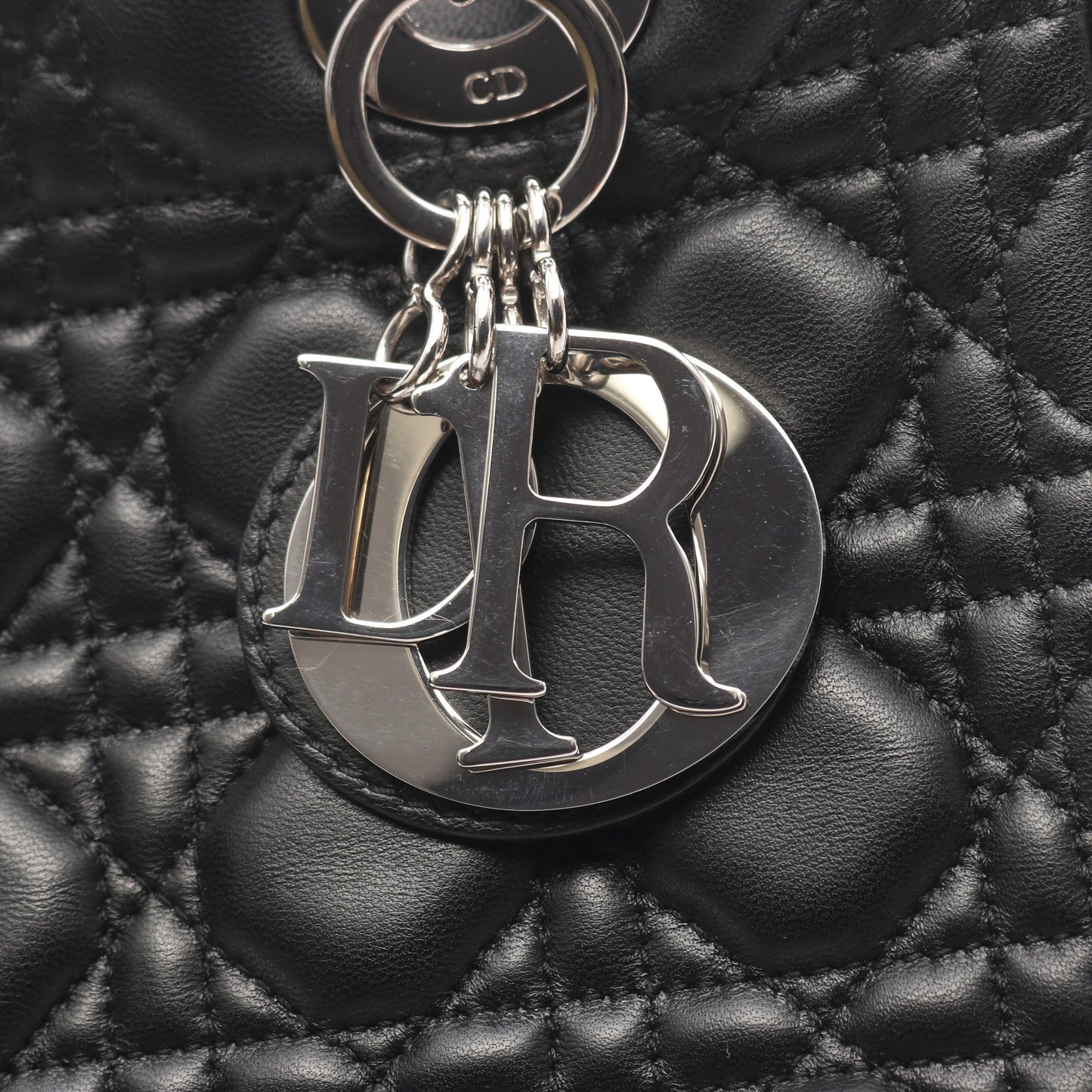 LADY DIOR レディディオール カナージュ ハンドバッグ レザー ブラック 2WAY クリスチャンディオール バッグ Christian Dior