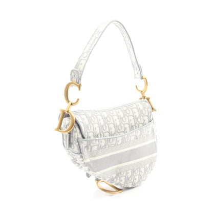 サドルバッグ オブリークジャカード ハンドバッグ キャンバス グレー アイボリー 2WAY クリスチャンディオール バッグ Christian Dior