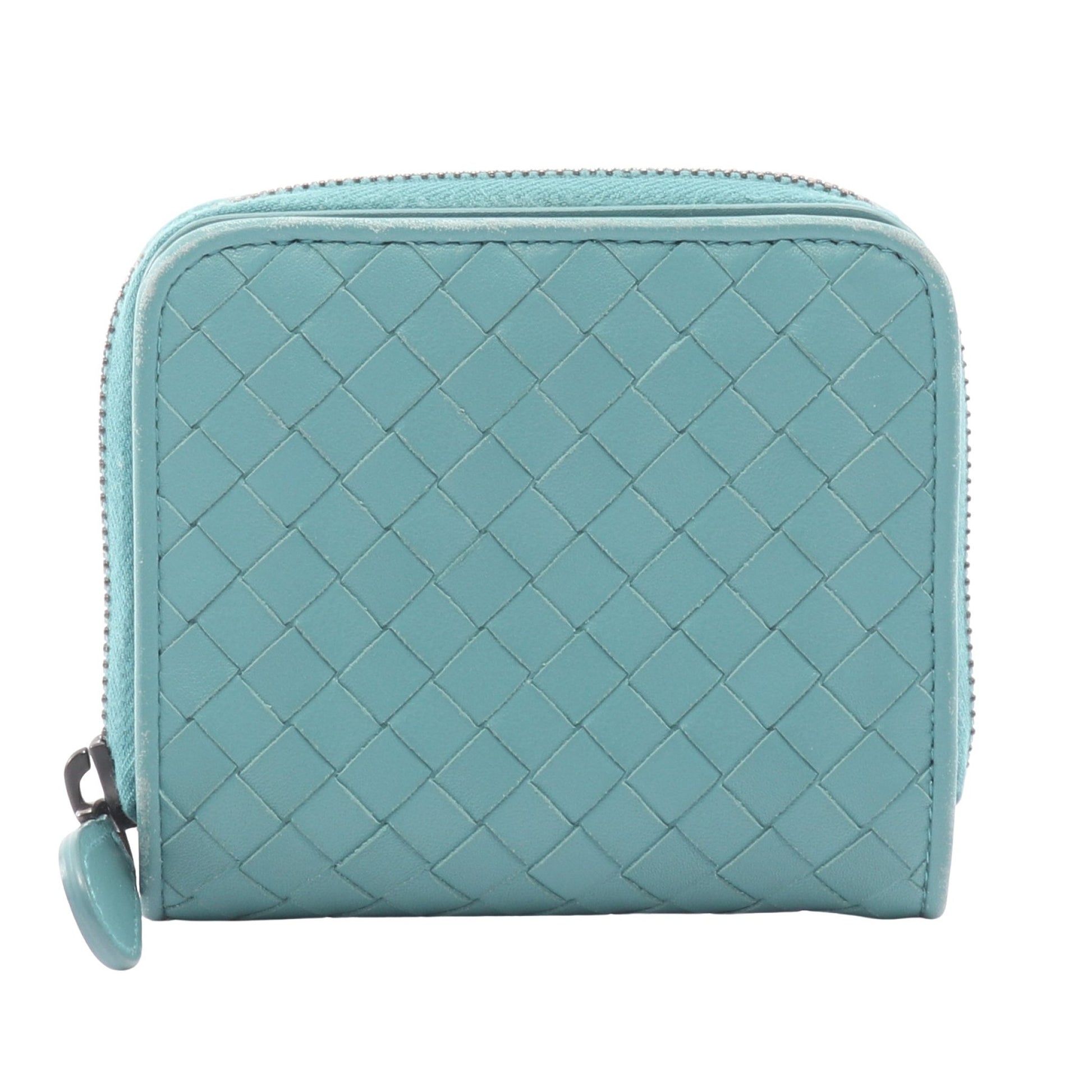 イントレチャート 二つ折り財布 レザー ブルーグリーン ボッテガヴェネタ 財布・小物 BOTTEGA VENETA