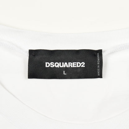 ロゴプリント 半袖Tシャツ クルーネック コットン ホワイト ブラック ディースクエアード トップス DSQUARED2