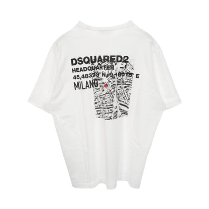 ロゴプリント 半袖Tシャツ クルーネック コットン ホワイト ブラック ディースクエアード トップス DSQUARED2
