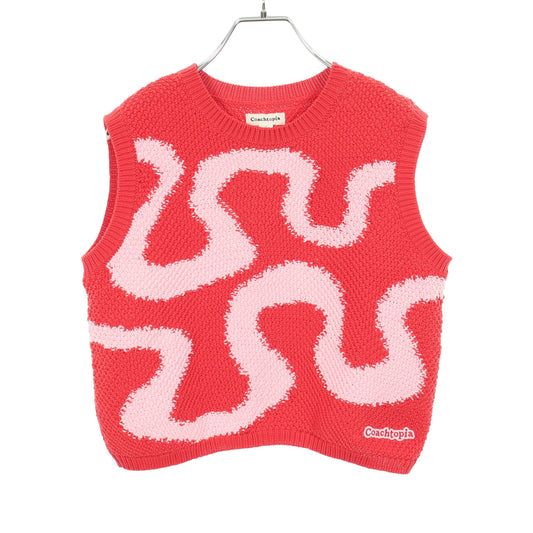 ループ クロップド クロシェ タンクトップ レッド ピンク コーチトピア