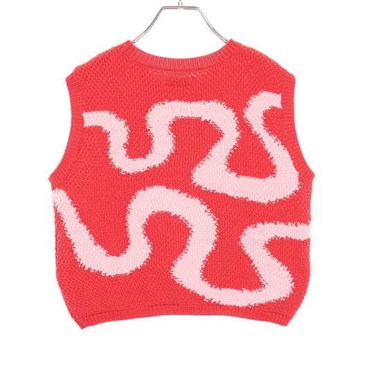 ループ クロップド クロシェ タンクトップ レッド ピンク コーチトピア