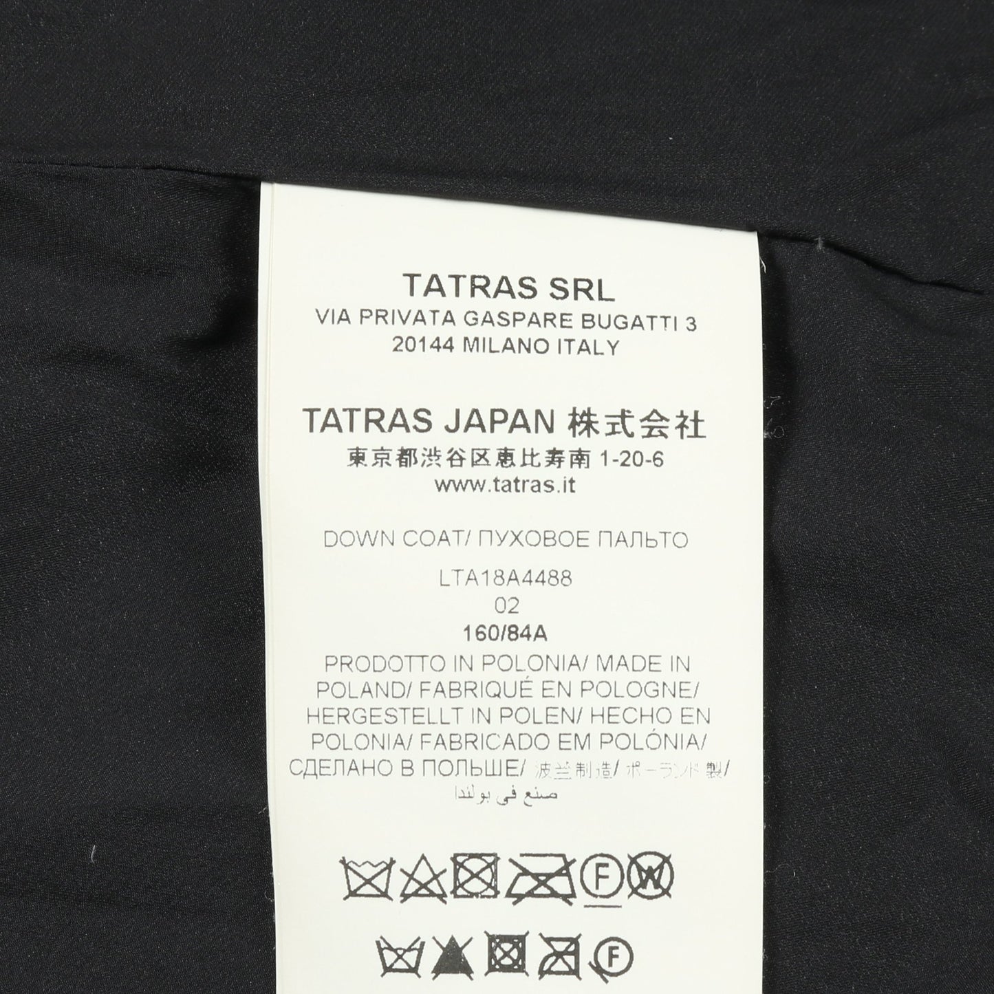 LORENZANA ロレンザーナ ダウンジャケット ナイロン ブラック ダブルブレスト タトラス