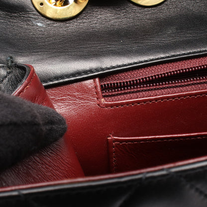 デカマトラッセ34 シングルフラップ Wチェーンショルダーバッグ ラムスキン ブラック ゴールド金具 シャネル バッグ CHANEL