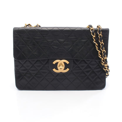 デカマトラッセ34 シングルフラップ Wチェーンショルダーバッグ ラムスキン ブラック ゴールド金具 シャネル バッグ CHANEL