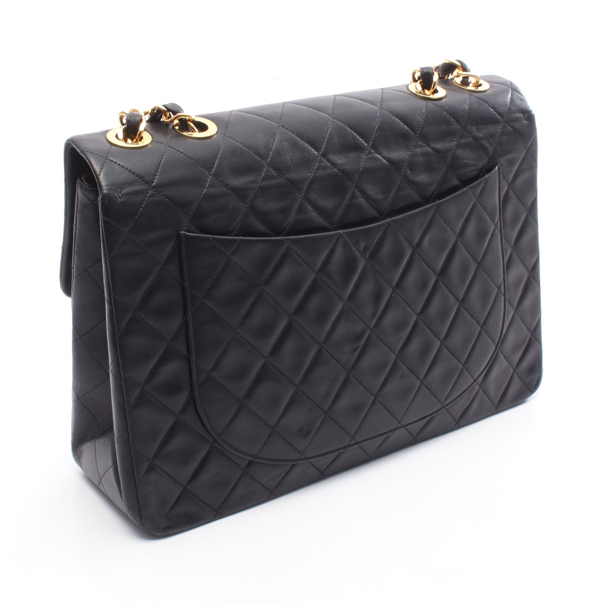 デカマトラッセ34 シングルフラップ Wチェーンショルダーバッグ ラムスキン ブラック ゴールド金具 シャネル バッグ CHANEL