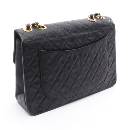 デカマトラッセ34 シングルフラップ Wチェーンショルダーバッグ ラムスキン ブラック ゴールド金具 シャネル バッグ CHANEL