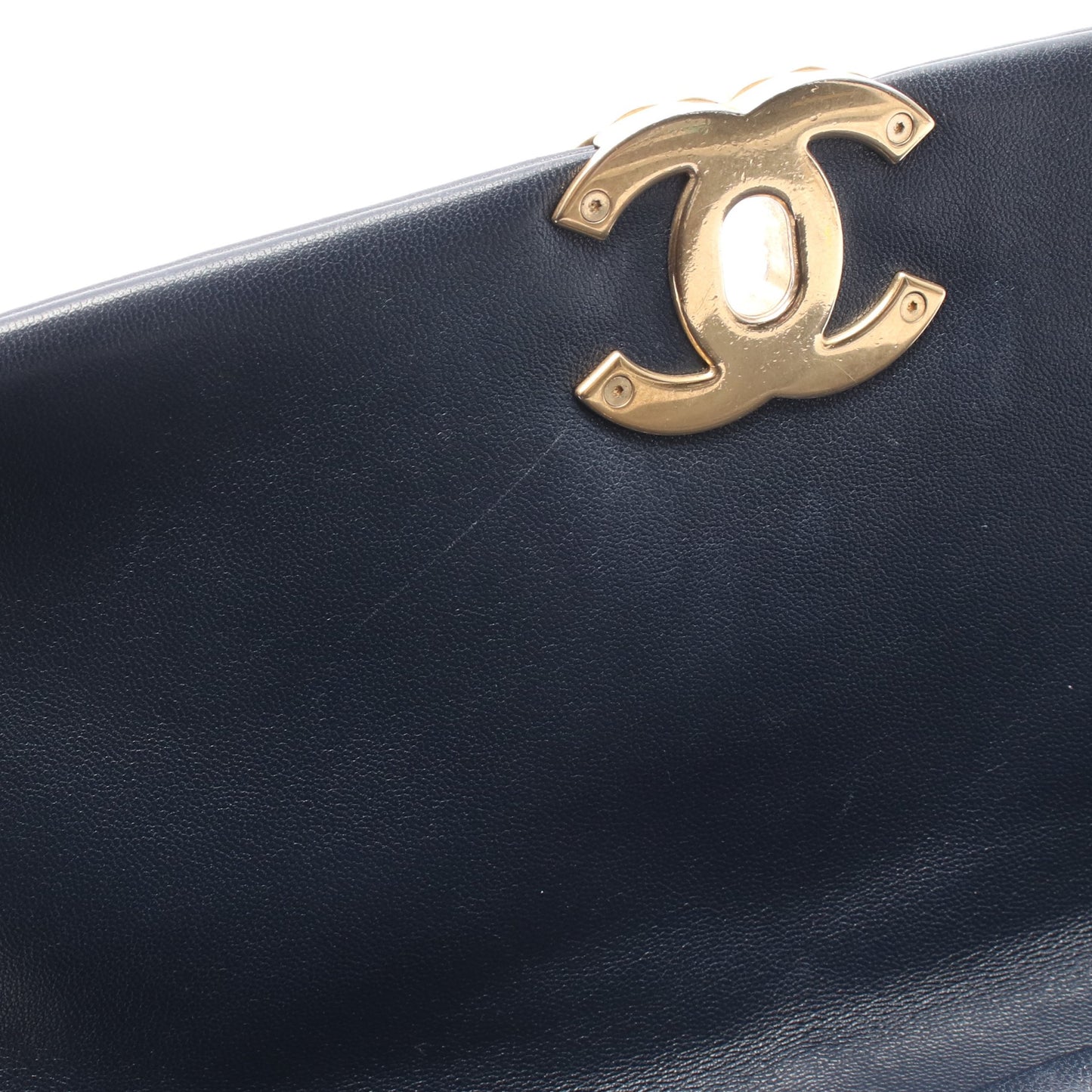 19 ディズヌフ マトラッセ チェーンショルダーバッグ レザー ネイビー コンビ金具 シャネル バッグ CHANEL
