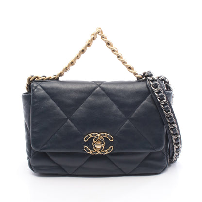 19 ディズヌフ マトラッセ チェーンショルダーバッグ レザー ネイビー コンビ金具 シャネル バッグ CHANEL