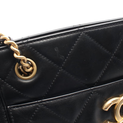 マトラッセ チェーンショルダーバッグ レザー ブラック ゴールド金具 シャネル バッグ CHANEL
