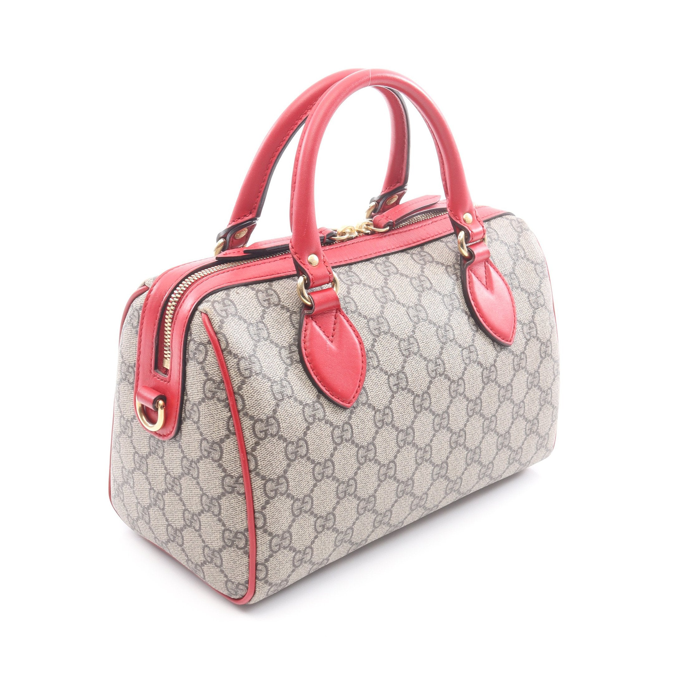 GGスプリーム ハンドバッグ ミニボストンバッグ PVC レザー ベージュ