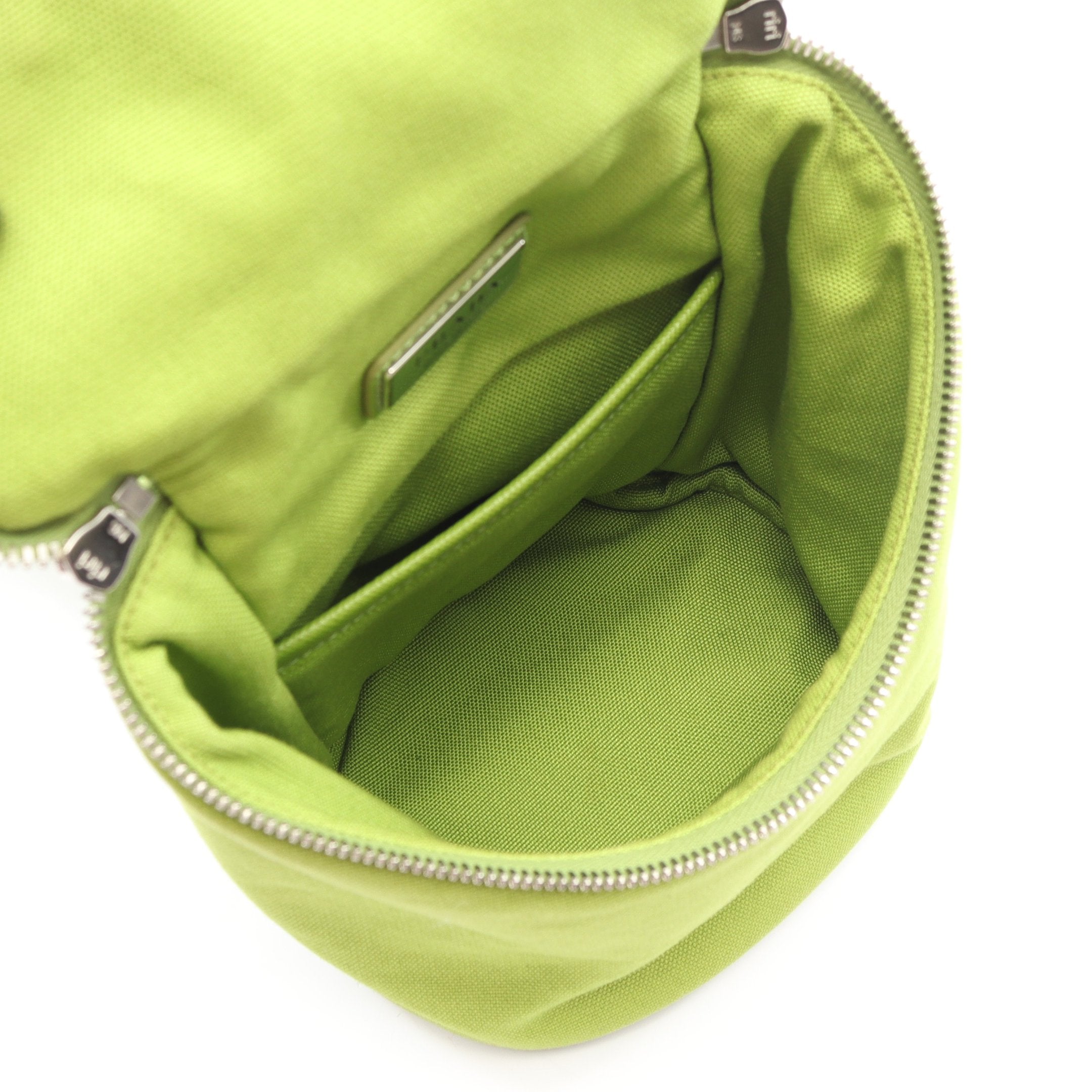 トライアングルロゴ ショルダーバッグ キャンバス イエローグリーン